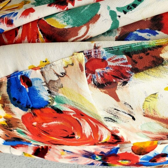 1930s Rayon Crepe Floral Day Midi Dress Size 6 8 with Side Metal Talon Zip - Picture 9 of 12